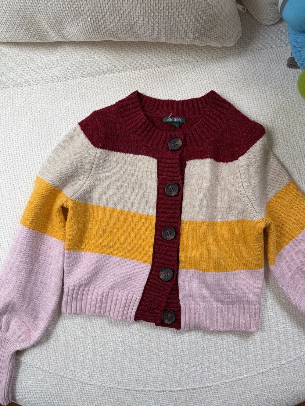 wild fable Burgundy, Cream, Mustard & Pink Colorblock Button Cardigan